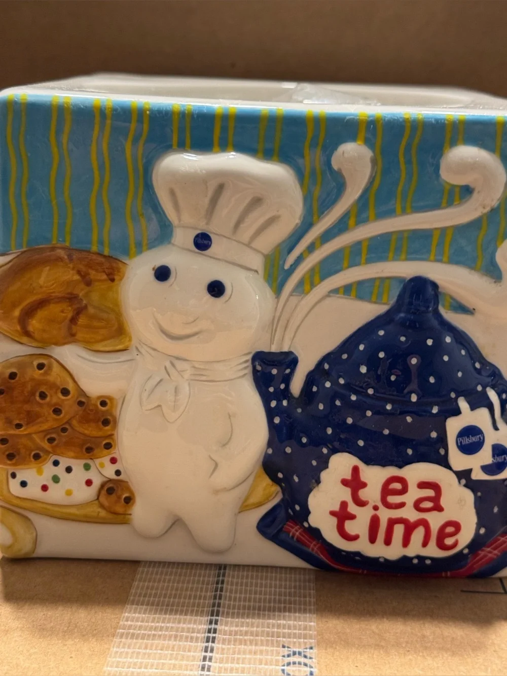 Vintage The Pillsbury Doughboy ceramic cookie jar canister TEA TIME